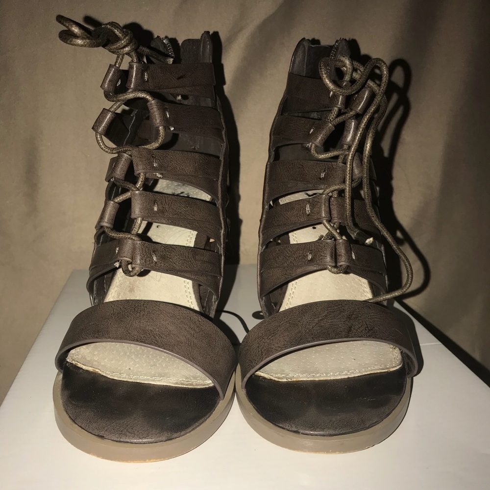 Dark Brown Andrew Stevens high heeled sandal